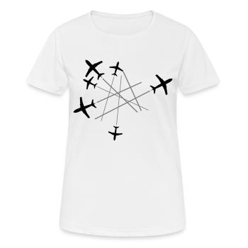chemtrails nombreuses lignes top down avion voler - T-shirt respirant Femme - blanc - Devant - AI Model Female 172 dark (172cm)