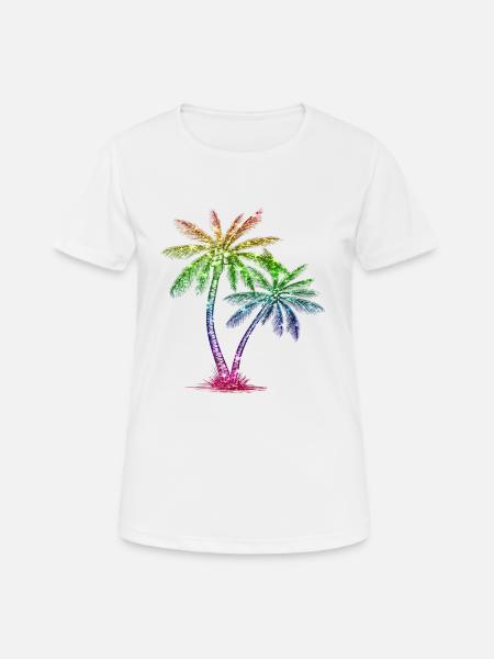 Glitzer Palme - Frauen T-Shirt atmungsaktiv - Weiß