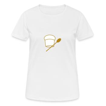 Cuillère en bois - T-shirt respirant Femme - blanc - Devant - AI Model Female 172 dark (172cm)