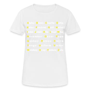 THE AVIATION ALPHABET - NATO Alphabet - Women's Breathable T-Shirt - white - Front - AI Model Female 172 dark (172cm)