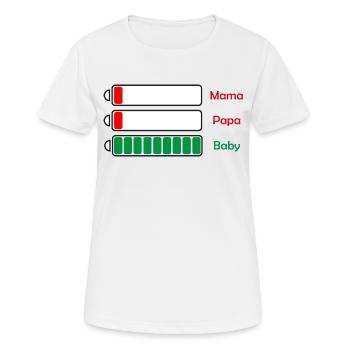 Motif de la batterie - bébé épuisé maman et papa - T-shirt respirant Femme - blanc - Devant - AI Model Female 172 dark (172cm)