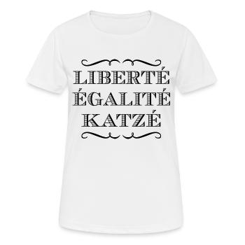 Liberté Égalité Katzé - Farbwechsel - Frauen T-Shirt atmungsaktiv - Weiß - Vorne - AI Model Female 172 dark (172cm)