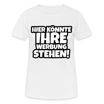 Hier könnte Ihre Werbung Stehen - Frauen T-Shirt atmungsaktiv - Weiß - Vorne - AI Model Female 172 dark (172cm)