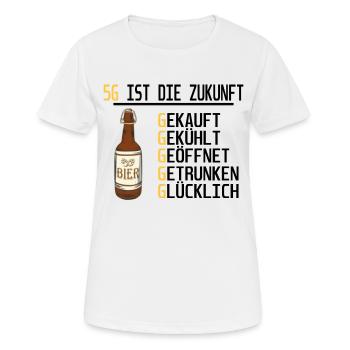 5G IST DIE ZUKUNFT | Bier Lustige Sprüche - Frauen T-Shirt atmungsaktiv - Weiß - Vorne - AI Model Female 172 dark (172cm)