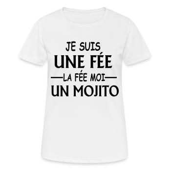 je suis une fée la fée moi un mojito - T-shirt respirant Femme - blanc - Devant - AI Model Female 172 dark (172cm)
