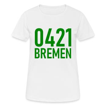 0421 - Bremen - Vorwahl - Telefon - telefonieren - Frauen T-Shirt atmungsaktiv - Weiß - Vorne - AI Model Female 172 dark (172cm)