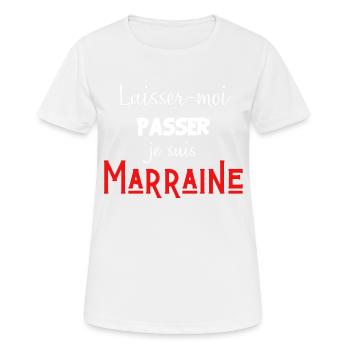 laisse-moi passer je suis marraine - T-shirt respirant Femme - blanc - Devant - AI Model Female 172 dark (172cm)