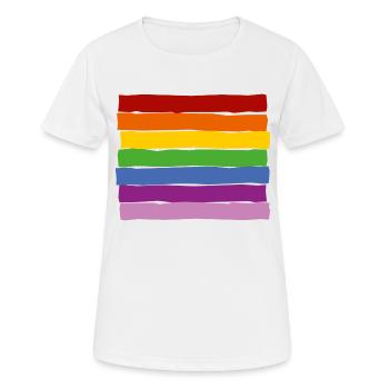 Conception de rayures LGBTQ - T-shirt respirant Femme - blanc - Devant - AI Model Female 172 dark (172cm)
