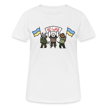 Pas de guerre. Chat, chien et oiseau. - T-shirt respirant Femme - blanc - Devant - AI Model Female 172 dark (172cm)