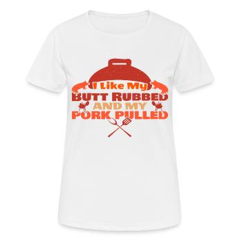J’aime mes fesses frottées et mon porc tiré - T-shirt respirant Femme - blanc - Devant - AI Model Female 172 dark (172cm)