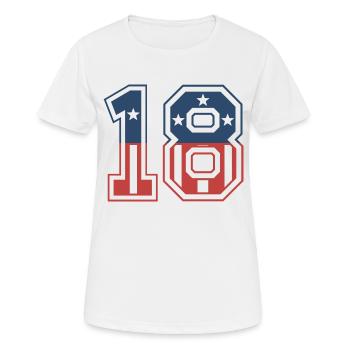 Nummer 18 USA - Frauen T-Shirt atmungsaktiv - Weiß - Vorne - AI Model Female 172 dark (172cm)