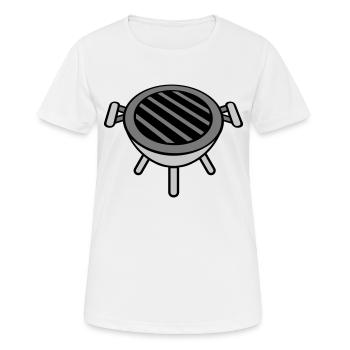 Round small charcoal grill barbecue - Women's Breathable T-Shirt - white - Front - AI Model Female 172 dark (172cm)