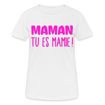 Mamie future grand mère - T-shirt respirant Femme - blanc - Devant - AI Model Female 172 dark (172cm)