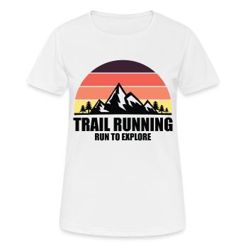 Trail Run Ultra Running Berg Trekking Laufen - Frauen T-Shirt atmungsaktiv - Weiß - Vorne - AI Model Female 172 dark (172cm)