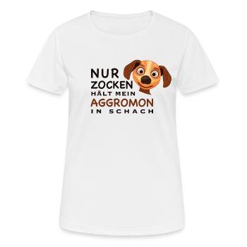 Lustiger Spruch, Zocken hält Aggromon in Schach - Frauen T-Shirt atmungsaktiv - Weiß - Vorne - AI Model Female 172 dark (172cm)