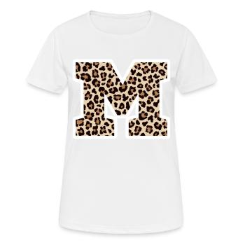 lettre M motif léopard -idée cadeau d’anniversaire - T-shirt respirant Femme - blanc - Devant - AI Model Female 172 dark (172cm)
