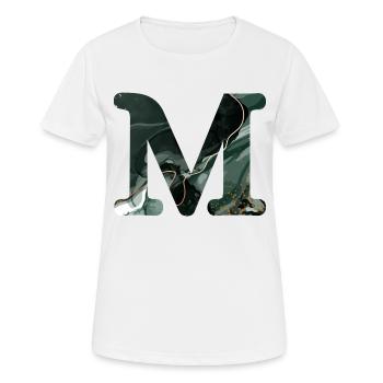 Lettre m marbré vert - T-shirt respirant Femme - blanc - Devant - AI Model Female 172 dark (172cm)