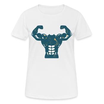 corps muscle bodybuilding bras biceps abdos dessin - T-shirt respirant Femme - blanc - Devant - AI Model Female 172 dark (172cm)