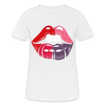 LIPPEN - Frauen T-Shirt atmungsaktiv - Weiß - Vorne - AI Model Female 172 dark (172cm)