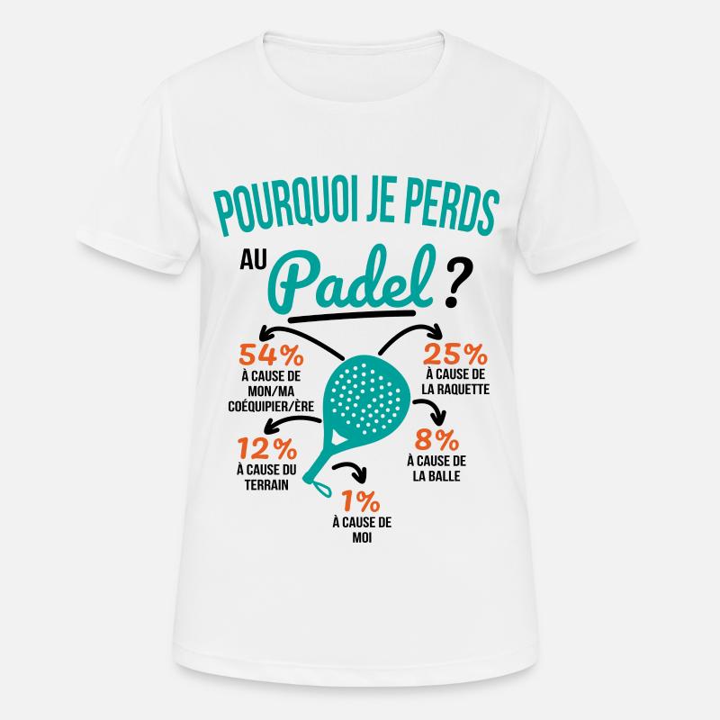 Idea regalo Padel - Perché sto perdendo a Padel? - Maglietta da donna traspirante - bianco