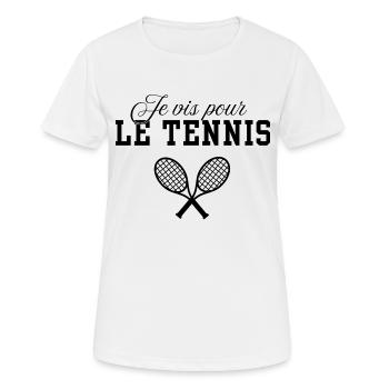 Je vis pour le Tennis - T-shirt respirant Femme - blanc - Devant - AI Model Female 172 dark (172cm)