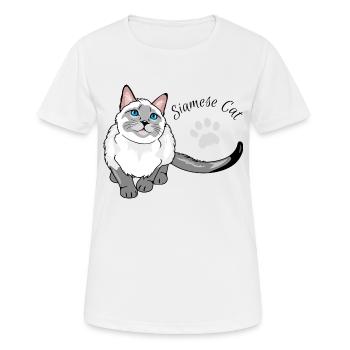 Curious Siamese cat - Women's Breathable T-Shirt - white - Front - AI Model Female 172 dark (172cm)