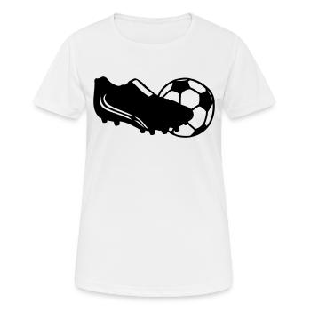 fussball+schuh - Frauen T-Shirt atmungsaktiv - Weiß - Vorne - AI Model Female 172 dark (172cm)