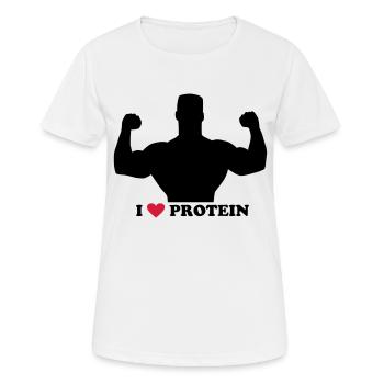 I love Protein - Frauen T-Shirt atmungsaktiv - Weiß - Vorne - AI Model Female 172 dark (172cm)