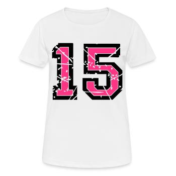 15 Vektor Used Look - Farbwechsel - Frauen T-Shirt atmungsaktiv - Weiß - Vorne - AI Model Female 172 dark (172cm)