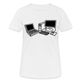 computers_1c - Frauen T-Shirt atmungsaktiv - Weiß - Vorne - AI Model Female 172 dark (172cm)