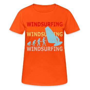 Retro Vintage Windsurfer Evolution Windsurfen - Frauen T-Shirt atmungsaktiv - Neonorange - Vorne - AI Model Female 172 dark (172cm)