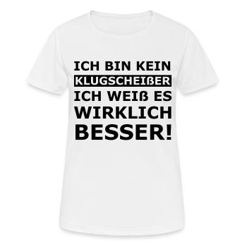 Klugscheißer - Frauen T-Shirt atmungsaktiv - Weiß - Vorne - AI Model Female 172 dark (172cm)