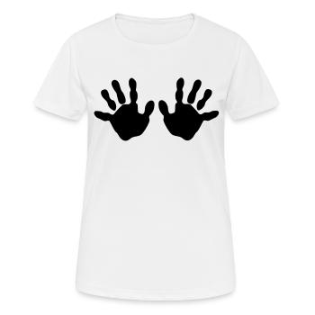 Handabdruck - Frauen T-Shirt atmungsaktiv - Weiß - Vorne - AI Model Female 172 dark (172cm)