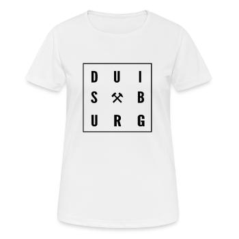 Duisburg - Frauen T-Shirt atmungsaktiv - Weiß - Vorne - AI Model Female 172 dark (172cm)