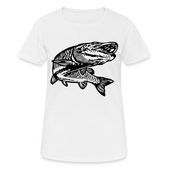 Hecht - Frauen T-Shirt atmungsaktiv - Weiß - Vorne - AI Model Female 172 dark (172cm)