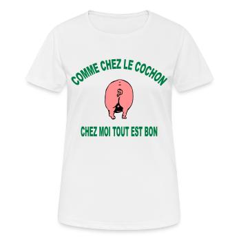 cochon - T-shirt respirant Femme - blanc - Devant - AI Model Female 172 dark (172cm)