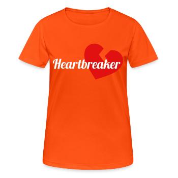 Brise-coeur avec lettrage blanc et coeur rouge - T-shirt respirant Femme - orange néon - Devant - AI Model Female 172 dark (172cm)
