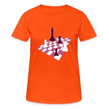 Échecs, Chess - T-shirt respirant Femme - orange néon - Devant - AI Model Female 172 dark (172cm)
