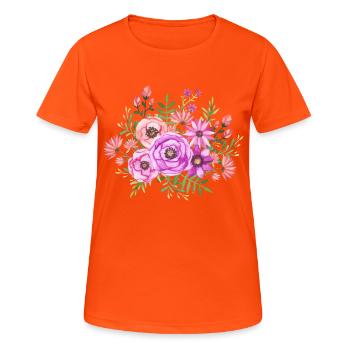 Bouquet - Women's Breathable T-Shirt - neon orange - Front - AI Model Female 172 dark (172cm)