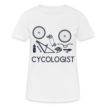 Cycologist Bicycle bike Fahrrad Rad Rennrad racing - Frauen T-Shirt atmungsaktiv - Weiß - Vorne - AI Model Female 172 dark (172cm)