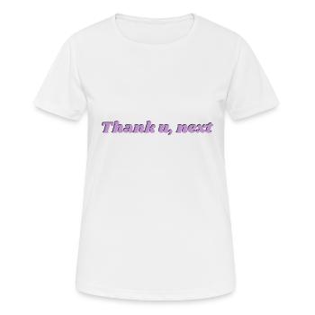 Phrase Merci, à côté Ariana Grande violette - T-shirt respirant Femme - blanc - Devant - AI Model Female 172 dark (172cm)
