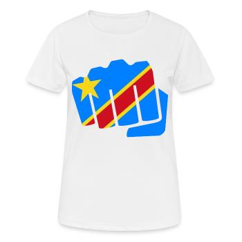 Kongo Zaire Kongu DR Congo Kongó Flagge Geschenk - Frauen T-Shirt atmungsaktiv - Weiß - Vorne - AI Model Female 172 dark (172cm)