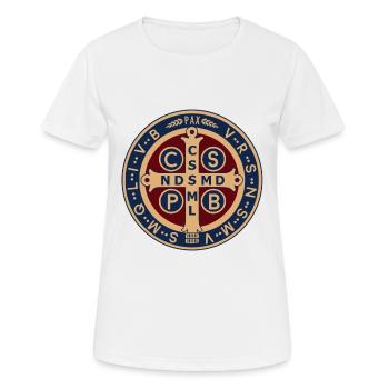 Médaillon de Saint Benoît de Nursie - T-shirt respirant Femme - blanc - Devant - AI Model Female 172 dark (172cm)
