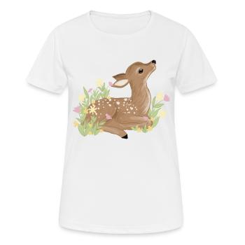 Rehkitz im Frühling - Frauen T-Shirt atmungsaktiv - Weiß - Vorne - AI Model Female 172 dark (172cm)