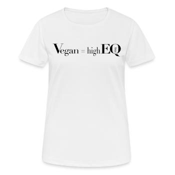 vegan = high EQ - T-shirt respirant Femme - blanc - Devant - AI Model Female 172 dark (172cm)