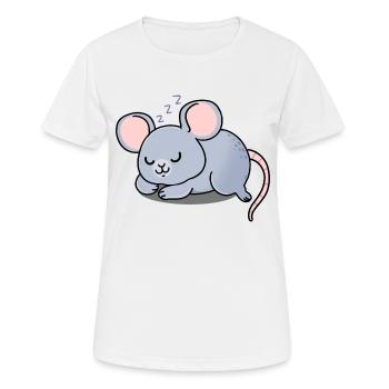 Maus schlafend - Frauen T-Shirt atmungsaktiv - Weiß - Vorne - AI Model Female 172 dark (172cm)