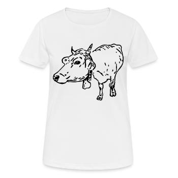 Le bétail brun (1c, vache à lait, style BD) - T-shirt respirant Femme - blanc - Devant - AI Model Female 172 dark (172cm)