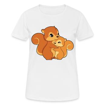 Eichhörnchen Familie Umarmen - Frauen T-Shirt atmungsaktiv - Weiß - Vorne - AI Model Female 172 dark (172cm)