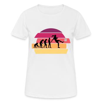 Evolution der Menschheit: Frauenfußball - Frauen T-Shirt atmungsaktiv - Weiß - Vorne - AI Model Female 172 dark (172cm)
