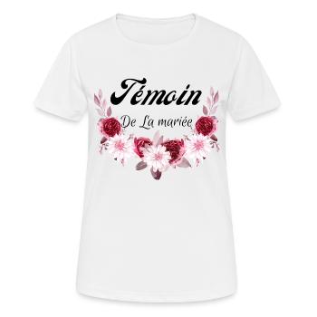 témoin de la mariée - T-shirt respirant Femme - blanc - Devant - AI Model Female 172 dark (172cm)